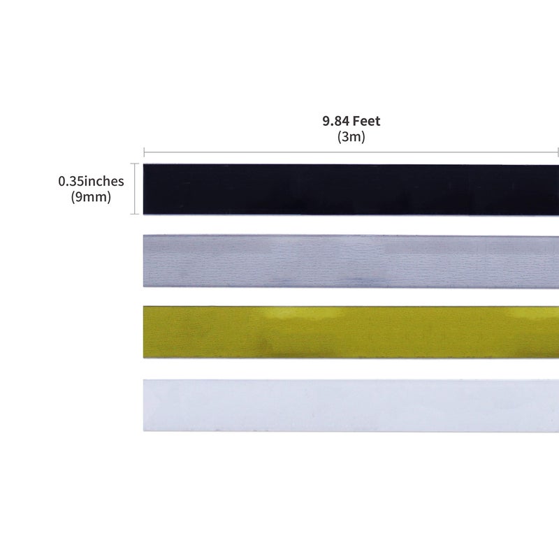 Motex Refill Tape For Embossing Label Maker, 4 Color Tapes, 3/8-Inch (Black, Transparent, Gold, Silver) - Image 3